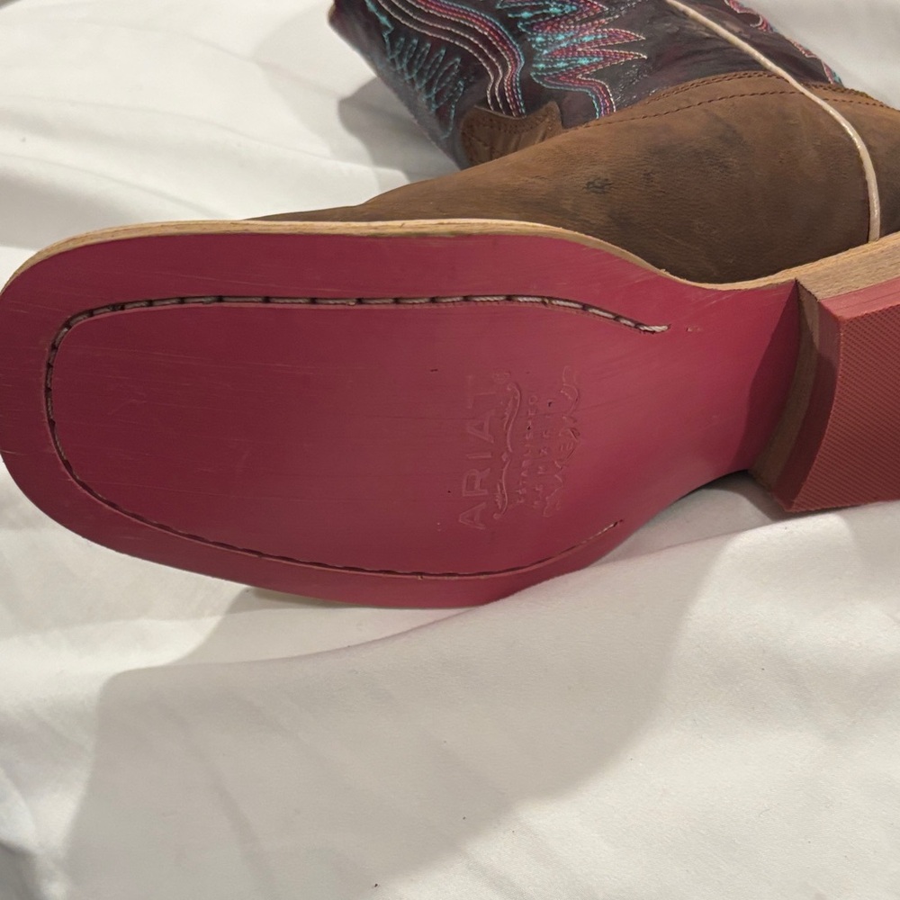 Ariat Brown and Red Kids Western Boots - Picture 5 of 10